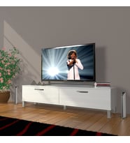 Decoraktiv Eko 140 Mdf Std Krom Ayaklı Tv Ünitesi Tv Sehpası (Beyaz)