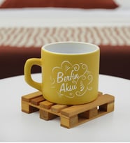 BK Gift Kişiye Özel İsimli Renkli Middle Çay & Kahve Fincanı-6(14 Renk Seçeneği), Arkadaşa Hediye, Sevgiliye Hediye, Doğum Günü Hediyesi (Sarı)