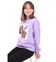 Toontoy Kız Çocuk Baskılı Sweatshirt (Lila)