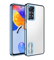 Xiaomi Redmi Note 11 Pro 5G Kılıf Logo Yeri Açık Kamera Lens Korumalı Renkli Kenarlı Şeffaf Silikon (Mavi)