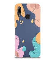 PrintiFy Huawei P Smart 2019 Uyumlu Lansman Kılıf Karışık Renkler Tasarımlı İçi Kadife Kapak (Petrol Mavisi)
