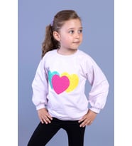 Toontoy Kız Çocuk Popıt Desenli Sweatshirt (Açık Lila)
