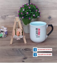 Dedeye Hediye Kupa Bardak Beyaz ve Fotoğraflı Ahşap Anahtarlık Hediye (Model 10)