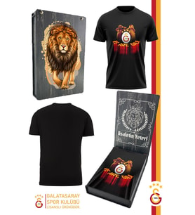 Galatasaray Orijinal Lisanslı We Are Gala T-Shirt Hediyelik Ahşap Kutulu (Siyah - Kırmızı) (Siyah-Kırmızı)