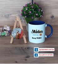 Maden Mühendisi Kupa Bardak Beyaz ve Fotoğraflı Ahşap Anahtarlık Hediye (Model 3)