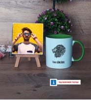 Aslan Fotoğraflı Dekoratif Taş, Kupa Bardak Beyaz Hediye (Model 14)