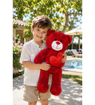 50 cm Kalpli Peluş  Sevimli Ayıcık (Kırmızı)