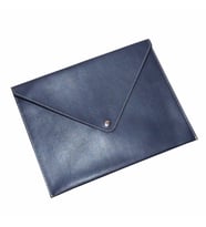 2K PU Deri A5 KÜÇÜK BOY Dosya Klasörü Belge Tutucu Su Geçirmez Portföy Zarf Dosya Klasör Kılıf A5 Çıtçıtlı Dosya 19,5X24,7 CM (Lacivert)