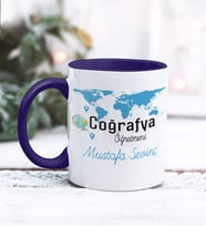 Coğrafya Öğretmeni Tasarımlı Kişiye Özel Kupa Bardak (Lacivert)