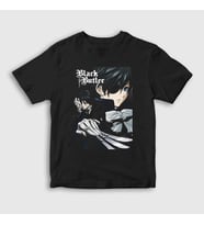 Presmono Unisex Çocuk Beyaz Poster Anime Kuroshitsuji T-Shirt 131371tt (Siyah)