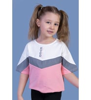 Toontoy Kız Çocuk Reflektör Detaylı Garnili Tişört (Pembe)