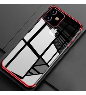 Apple iPhone 11 Kılıf Zore Dört Köşeli Lazer Silikon Kılıf (Kırmızı)