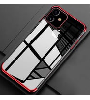 Apple iPhone 11 Kılıf Zore Dört Köşeli Lazer Silikon Kılıf (Kırmızı)
