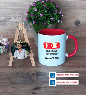 Hukuk Okuduğumu Söylemiş Miydim Kupa Bardak Beyaz ve Fotoğraflı Ahşap Anahtarlık Hediye (Model 2)