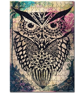 Cakapuzzle Soyut Baykuş Mıstık Puzzle Yapboz MDF (Ahşap) (1000 Parça)