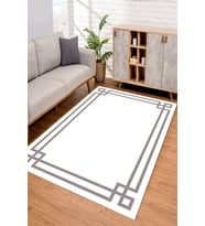 Dijital Kaymaz Taban Yıkanabilir Renkli Salon Halısı Mutfak Halısı Yolluk ND-SD-16 (Beyaz)