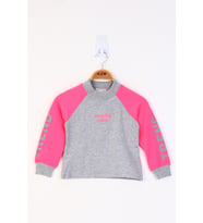 Toontoy Kız Çocuk Stunnig Collar Baskılı Sweatshirt ( Gri-Melanj)