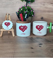 Love Sevgili Hediye Sepeti Kupa Bardak T Kulplu, Kalemlik ve Anahtarlık Sevgiliye Sevgililer Günü Hediyesi (Model 8)