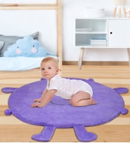 Bebek Oyun Halısı 120 cm Ponponlu ve Ayaklı (%100 Yerli) (Lila)