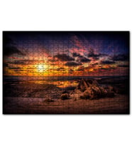 Cakapuzzle Günbatımında Kuşlar ve Bulutlar  Puzzle Yapboz MDF (Ahşap) (255 Parça)