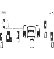 Meriç® Nissan Navara Ön Torpido Kaplama Maun 14 Parça 2008-2009 (Karbon)