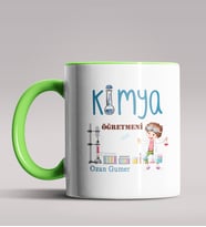 Kişiye Özel Kimya Öğretmeni Tasarım Siyah Renk Kupa Bardak 5 (Yeşil)