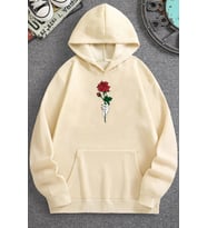 Unisex Rose Baskılı Sweatshirt (Bej)