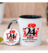 24 Kasım Öğretmenler Günü Hediye Seti Kupa Bardak ve Anahtarlık (Model 4)