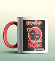 Kişiye Özel Rick and Morty Dont Panic Beyaz Renk Kupa (Kırmızı)