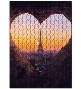 Cakapuzzle Kalp Şeklindeki Pencereden Eyfel Kulesi Puzzle Yapboz MDF (Ahşap) (500 Parça)