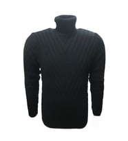 Ce-Ce 1014 Erkek Basic Desenli Tam Balıkçı Boğazlı Kazak - Bordo (Siyah)