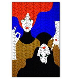 Cakapuzzle İllustration İkiz Kadınlar Puzzle Yapboz MDF (Ahşap) (1000 Parça)