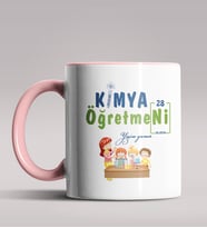 Kişiye Özel Kimya Öğretmeni Temalı Siyah Renk Kupa Bardak 7 (Pembe)