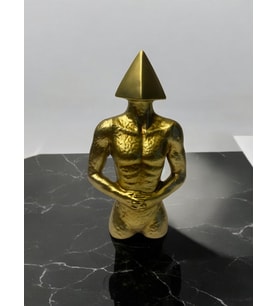 Geometrik Piramit Başlı Soyut Set Deokratif Obje (Gold)
