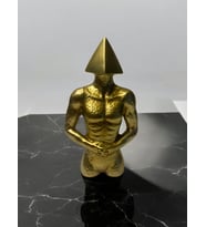 Geometrik Piramit Başlı Soyut Set Deokratif Obje (Gold)