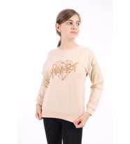 Toontoy Kız Çocuk Baskılı Sweatshirt (Bej)