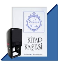 Kişiye Özel  Çerçeveli 6  Kitap Kaşesi (Mavi)