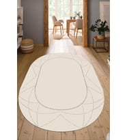 Dijital Baskılı Kaymaz Taban Yıkanabilir Oval Salon Halısı Mutfak Halısı Yolluk NDO-SD-440 (Krem)