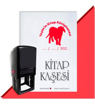 Kişiye Özel Köpek Silüet 14 Tarihli Otomatik Kitap Kaşesi (Kırmızı)