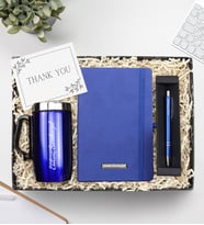 Defter & 280 ML Çelik Termos & Tükenmez Kalem Hediye Seti (Mavi)