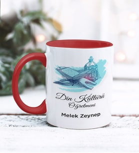 Din Kültürü Öğretmeni Tasarımlı Kişiye Özel Kupa Bardak (Kırmızı)