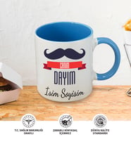 Dayı Temalı Kişiye Özel İsim ve Fotoğraf Baskılı Kupa Bardak No:001 (Mavi)
