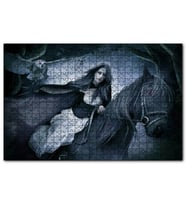 Cakapuzzle Siyah Atlı Gotik Kız ve Baykuş  Puzzle Yapboz MDF (Ahşap) (255 Parça)