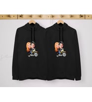 BK Gift Kişiye Özel Sevgililer Karikatürlü İkili Siyah Sweatshirt Seti, Sevgililer Hediye, Çift Hediyesi, Yıl Dönümü Hediyesi, Kişiye Özel Sweatshirt (Model 13)