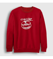 Presmono Unisex Bordo Logo Gorillaz Sweatshirt 54941tt (Kırmızı)