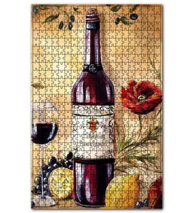 Cakapuzzle Cabernet Sauvignon Şarabı Limon Üzüm Görseli Puzzle Yapboz MDF(Ahşap) (255 Parça)