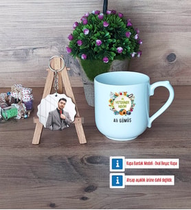 Veteriner Hekim Kupa Bardak Beyaz ve Fotoğraflı Ahşap Anahtarlık Hediye Veteriner Hekimler Günü Hediyesi (Model 5)