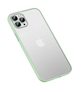 iPhone 12 Pro Max Kılıf Retro Kenar ve Lens Koruyucu Renkli Kılıf (Yeşil)