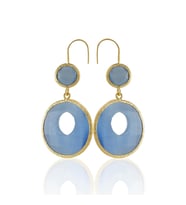 Kadir Jewellery 22 Ayar Altın Kaplama Kadın Taşlı Küpe -El İşçiliği Ve Hipoalerjenik Küpe (Gece Mavisi)
