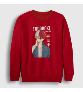 Presmono Unisex Bordo Shotou Anime Boku No Hero Academia Sweatshirt 129090tt (Kırmızı)